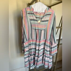 Entro Vibrant Striped V-Neck Dress